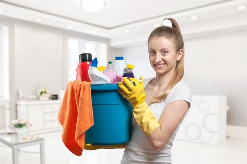 Carpet cleaning workspace kept tidy with cables and tools managed